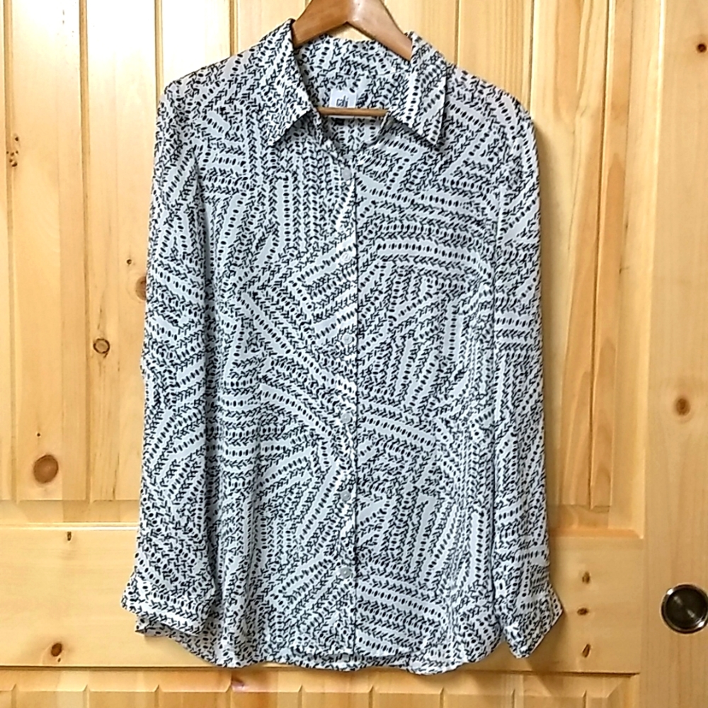 Cabi Black & White Tunic Blouse